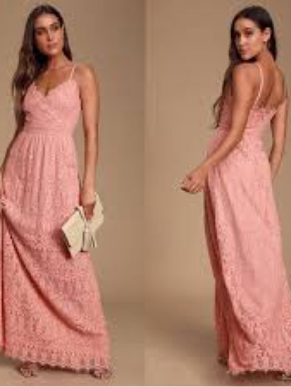 Lulu's Dusty Rose unending love Lace Maxi Dress with Spaghetti Straps